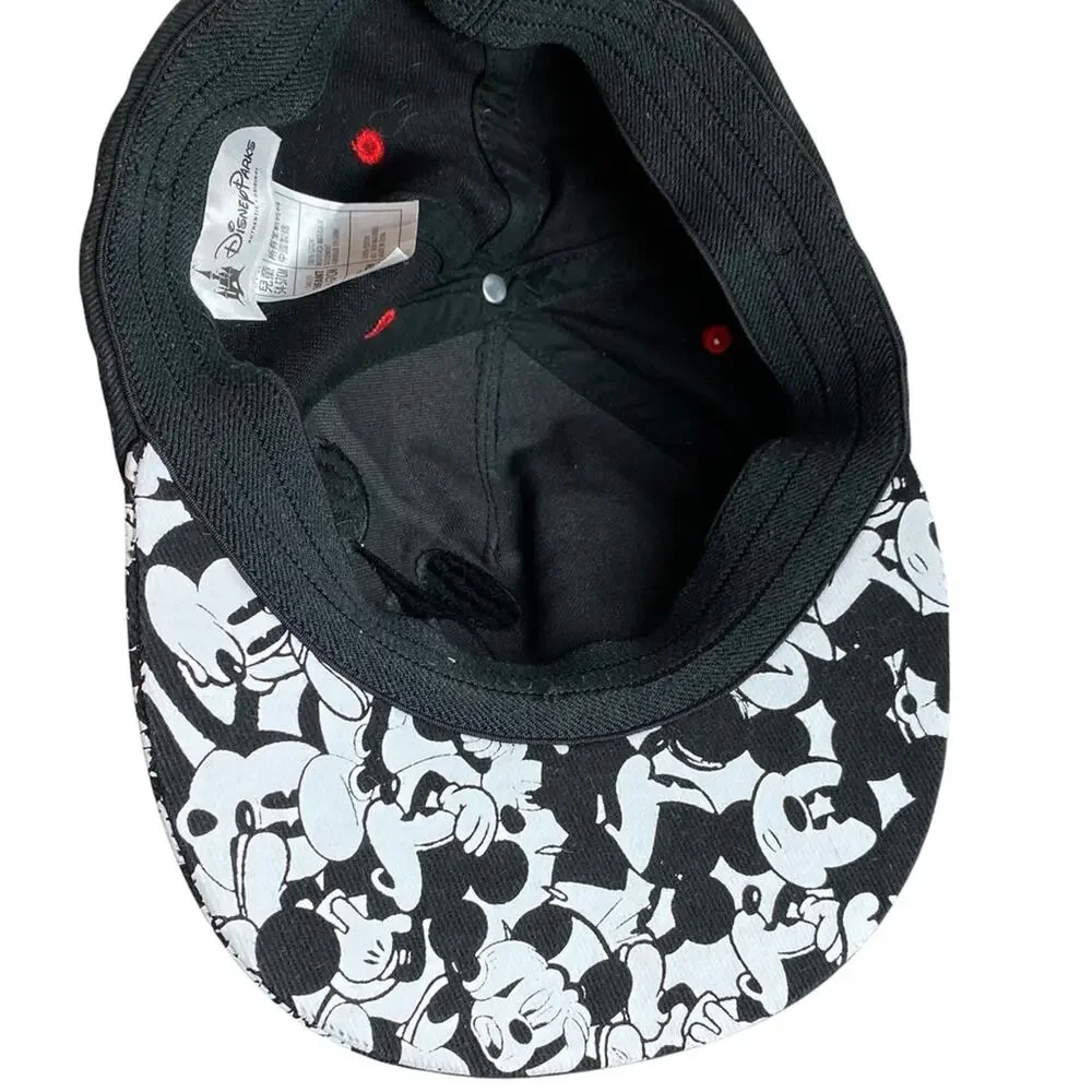 Angry Mickey Disney Parks Flat Bill Cap Hat Black Red White Youth